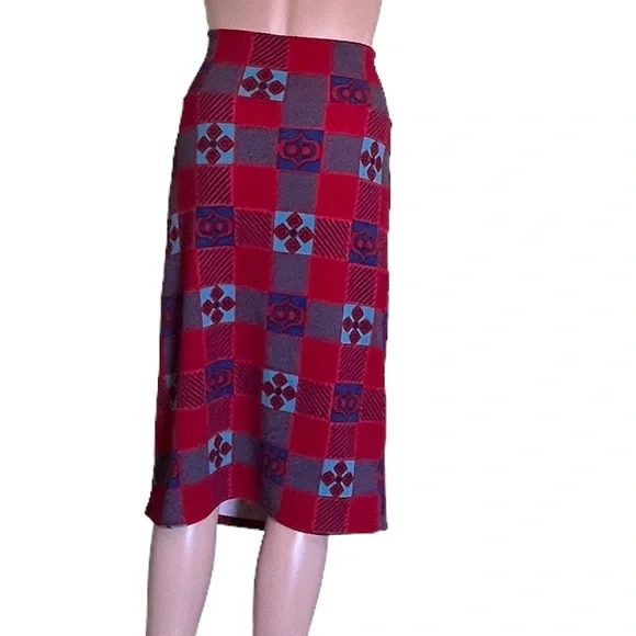 LuLaRoe Straight MIdi Skirt, Red Blue | 3X - Picture 3 of 9